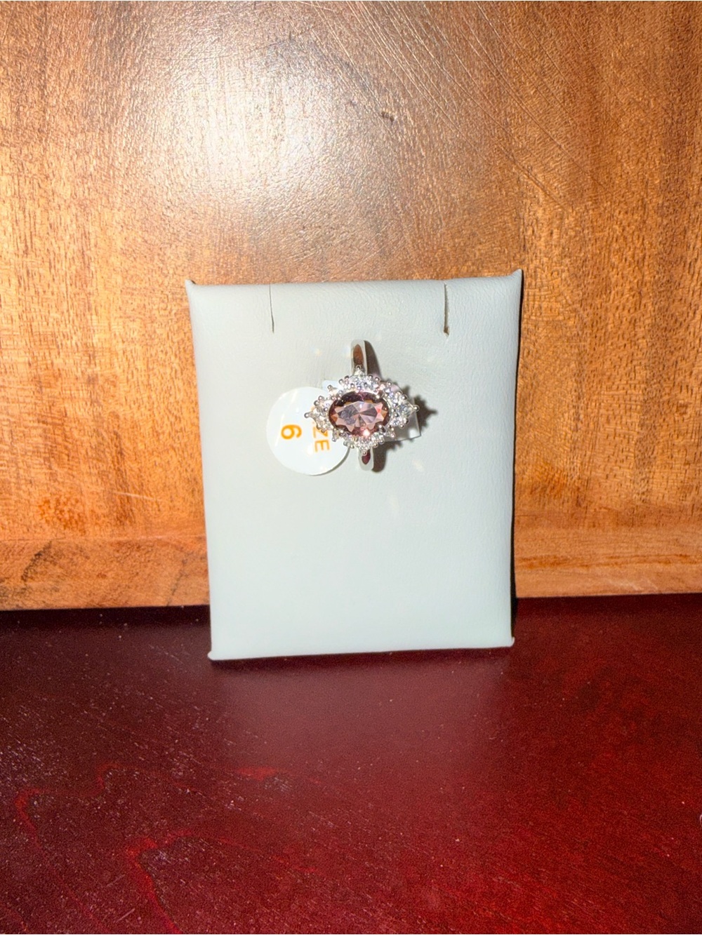 Sparkling Halo Ring with Light Purple Center Stone